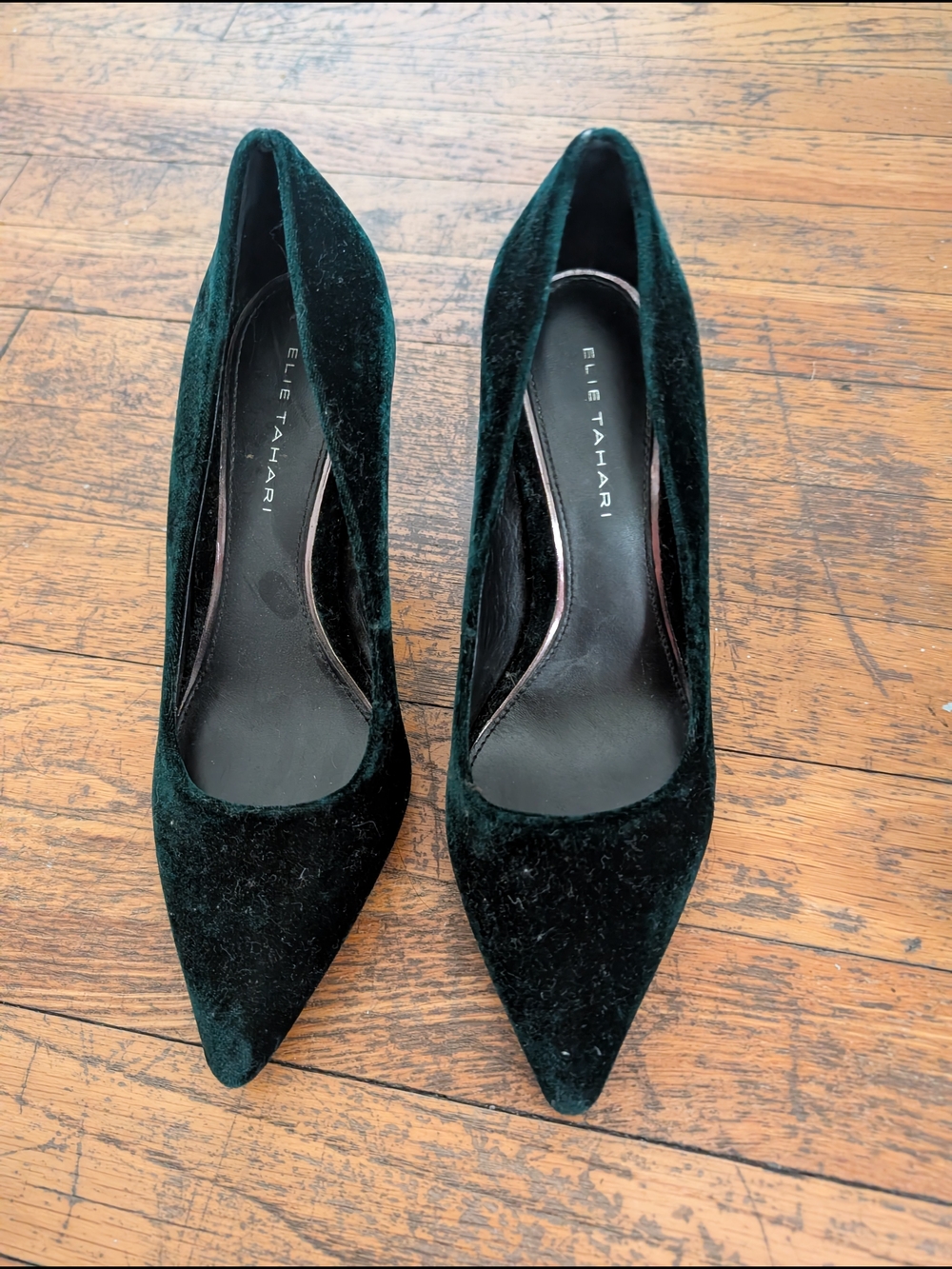 Elie Tahari Dark Emerald Velvet Pointed Pumps